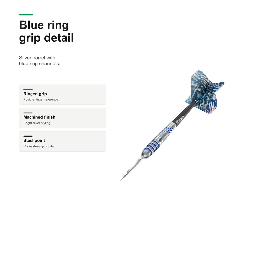 Bull's Sarah Milkowski Steel Darts 90% Tungsten blue ring grip detail