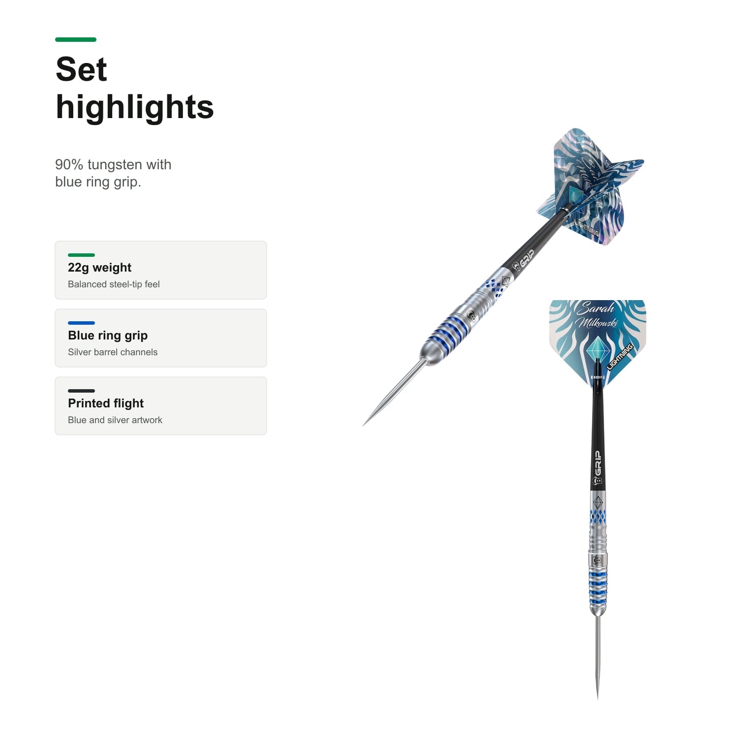 Bull's Sarah Milkowski Steel Darts 90% Tungsten set highlights