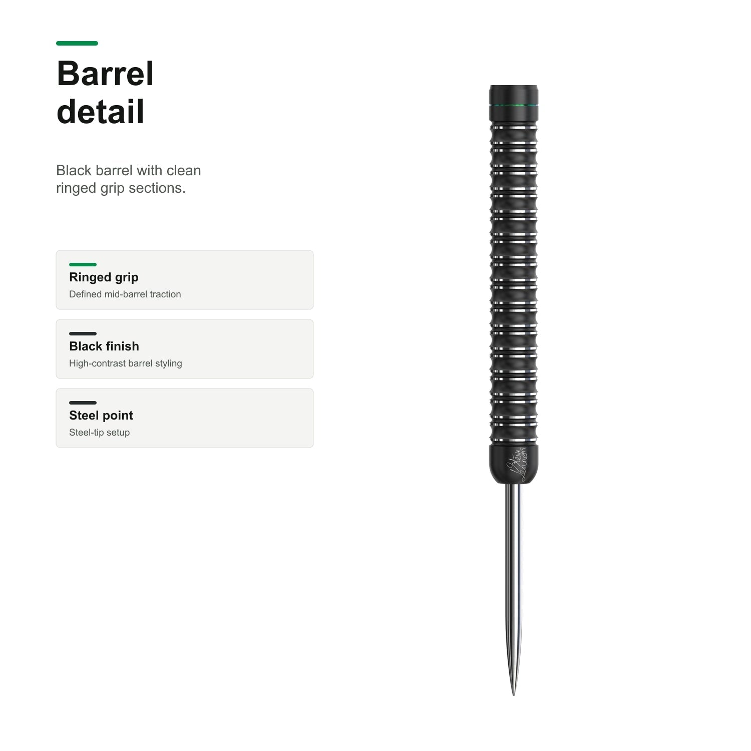 Bull's Steve Lennon 90% Tungsten darts black barrel detail