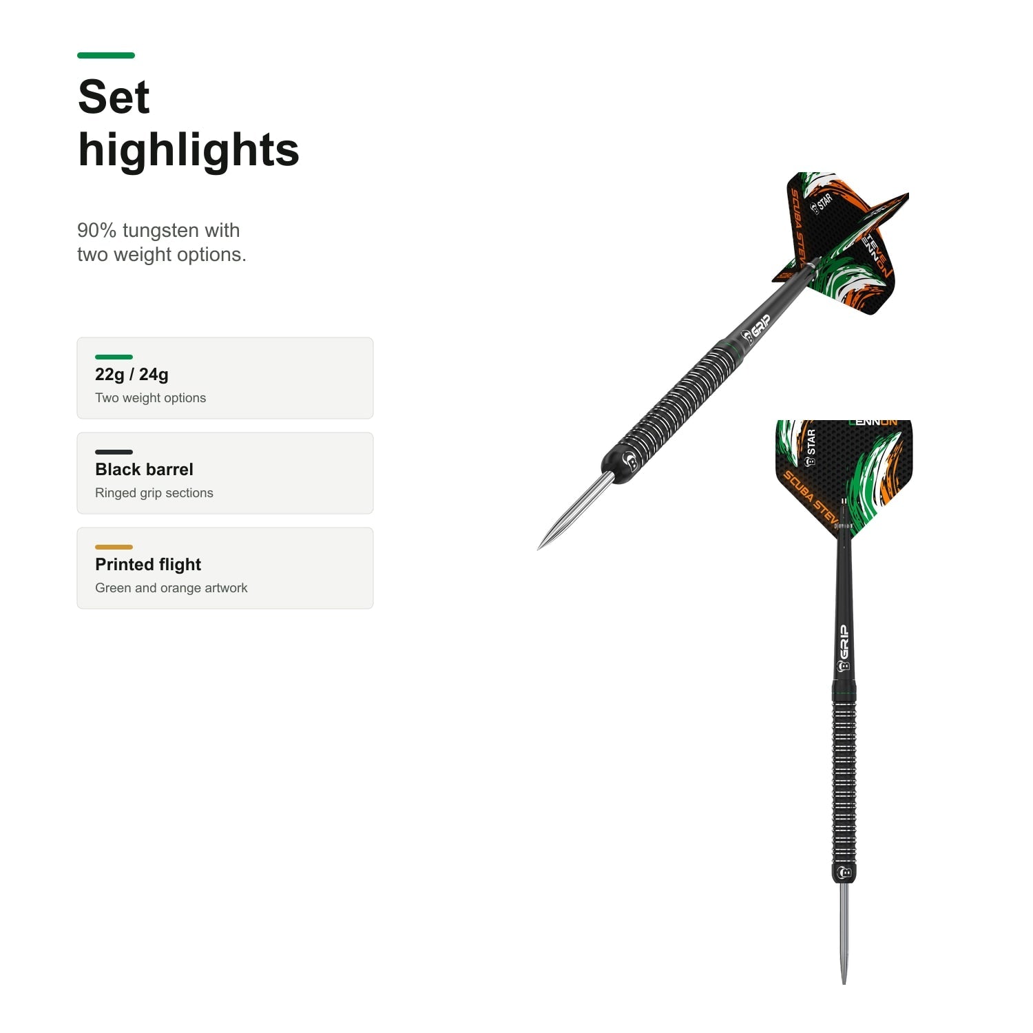 Bull's Steve Lennon 90% Tungsten darts set highlights
