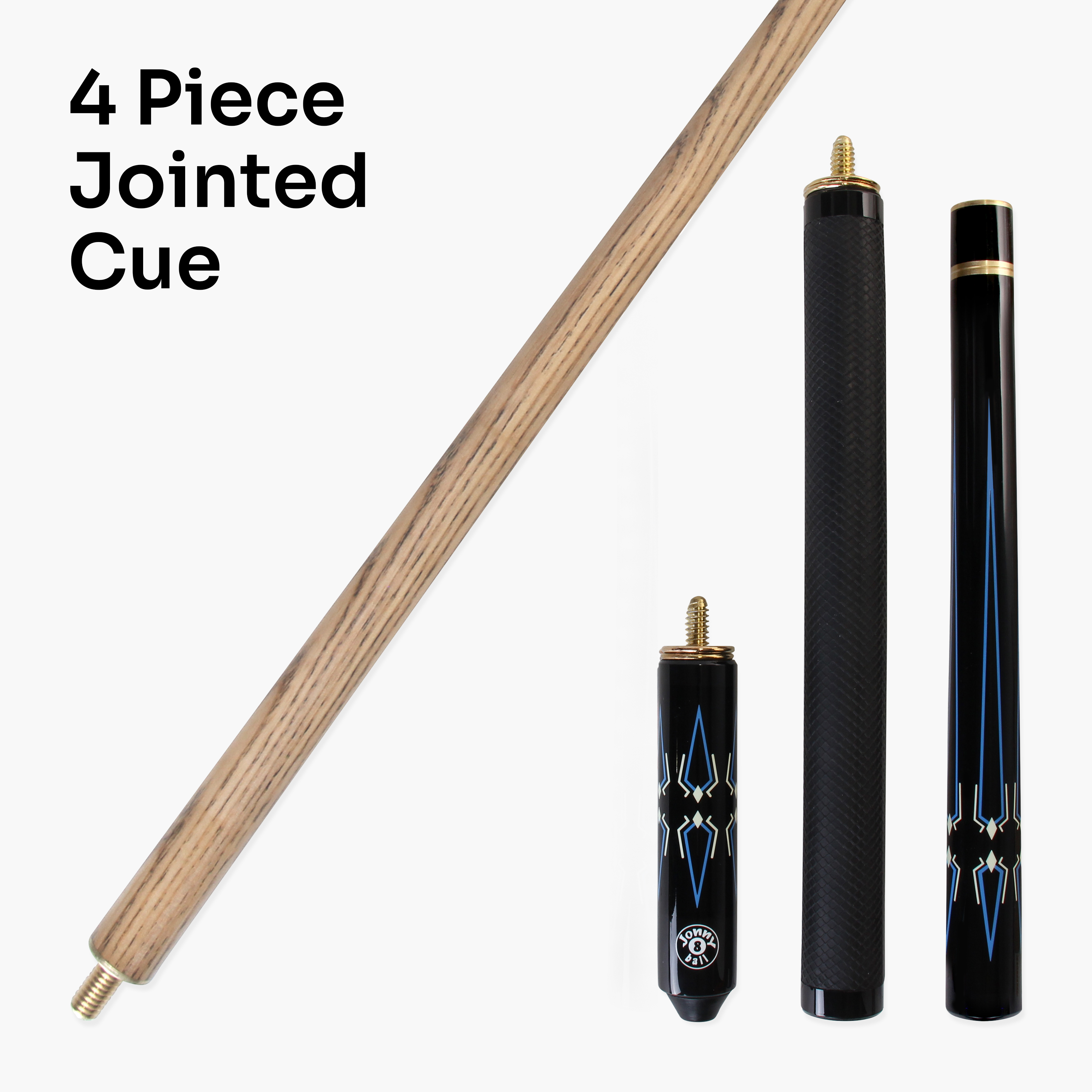 Jonny 8 Ball Blue Inca adjustable 4-piece pool cue Cue + Case