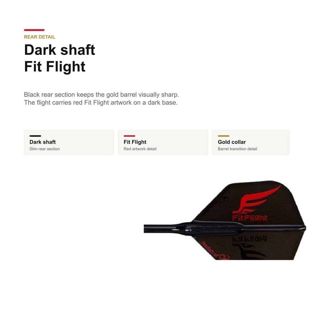 Cosmo Darts Andrew Gilding Discovery Label 90% dark shaft and Fit Flight detail