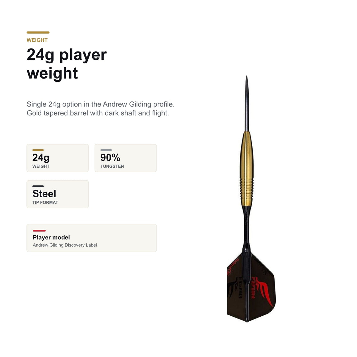 Cosmo Darts Andrew Gilding Discovery Label 90% 24g single weight