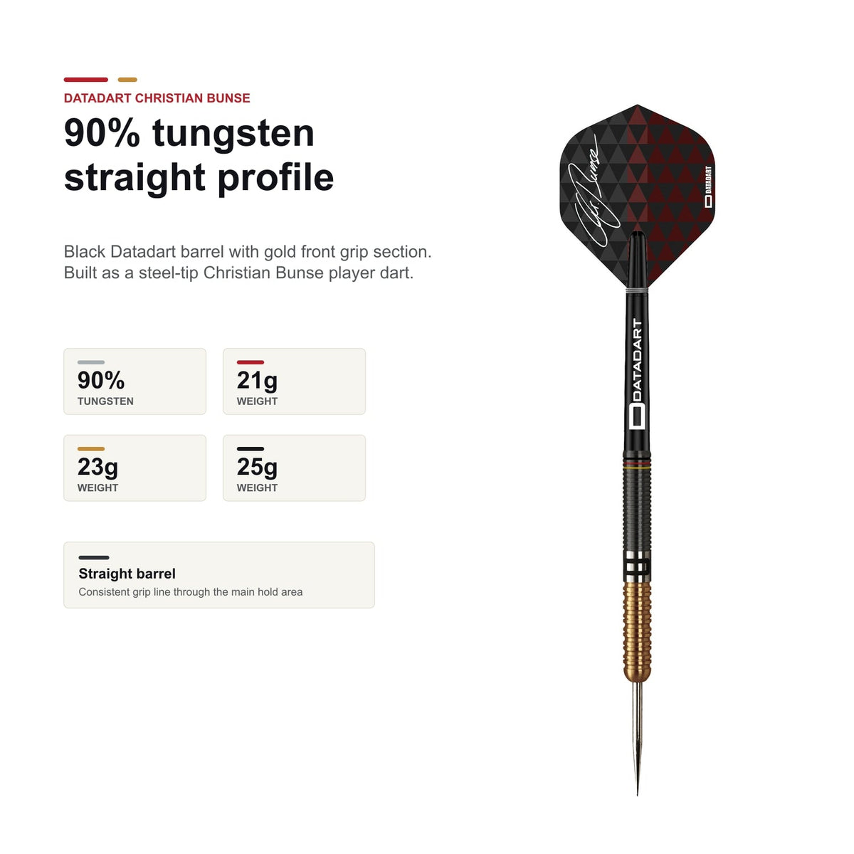 Datadart Christian Bunse 90% tungsten straight barrel profile