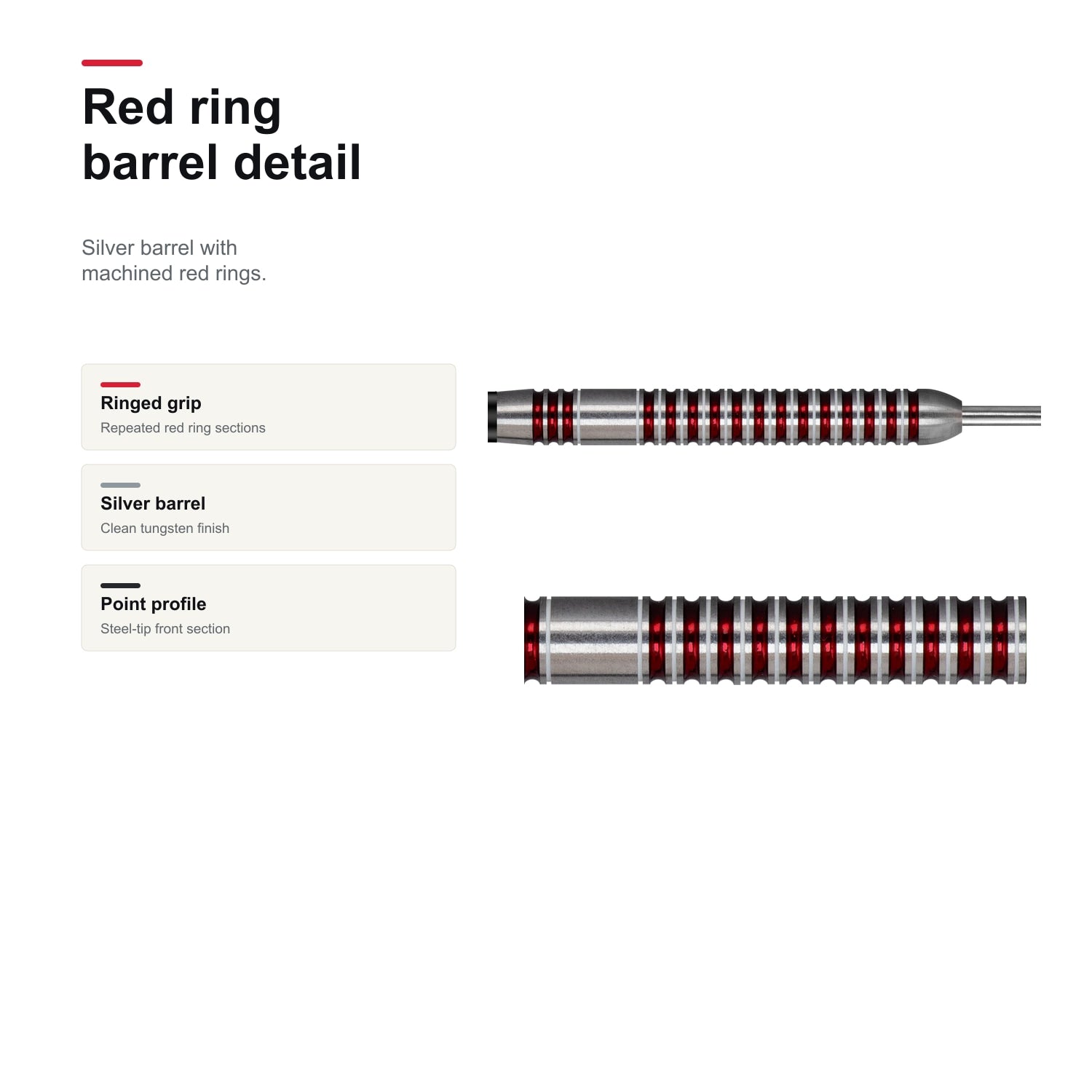 Datadart Martin Adams 95 Legend darts red ring barrel detail