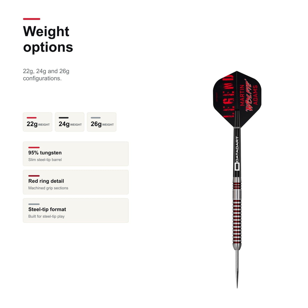 Datadart Martin Adams 95 Legend darts weight options
