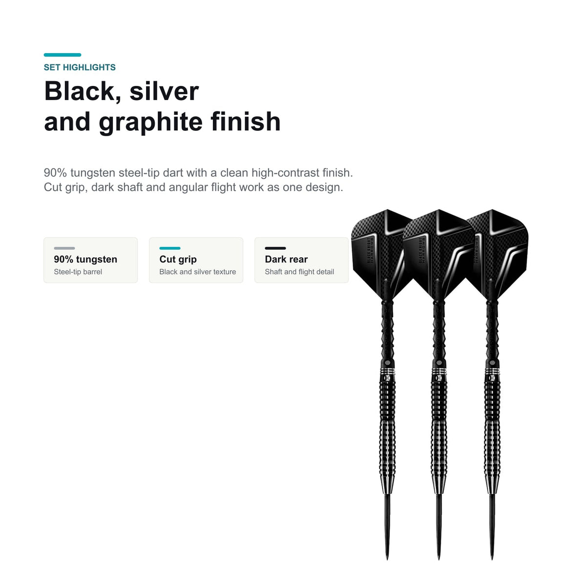 Harrows Black Knight 90% black silver graphite finish image