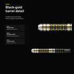 Harrows Chizzy 90% black-gold barrel detail