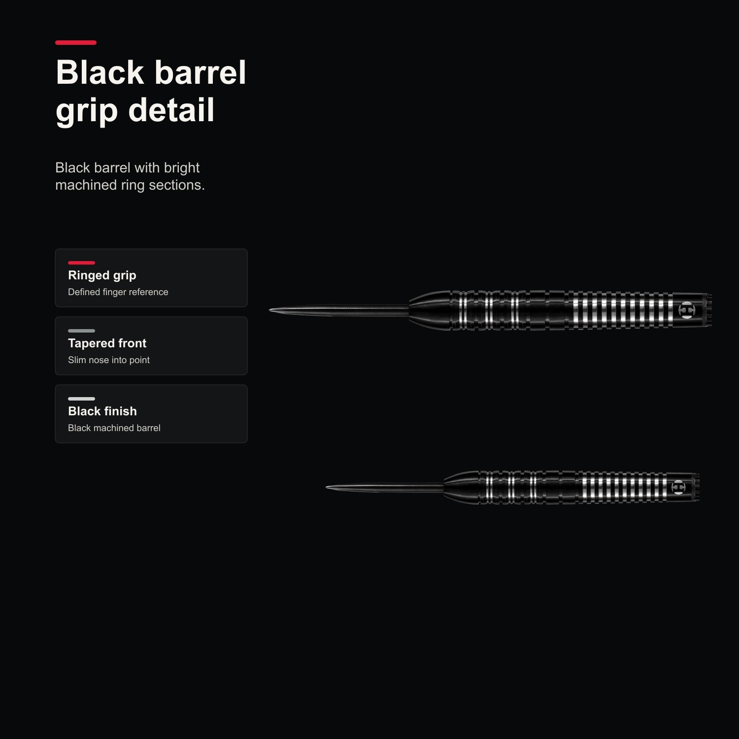 Harrows Damon Heta 90% darts black barrel grip detail