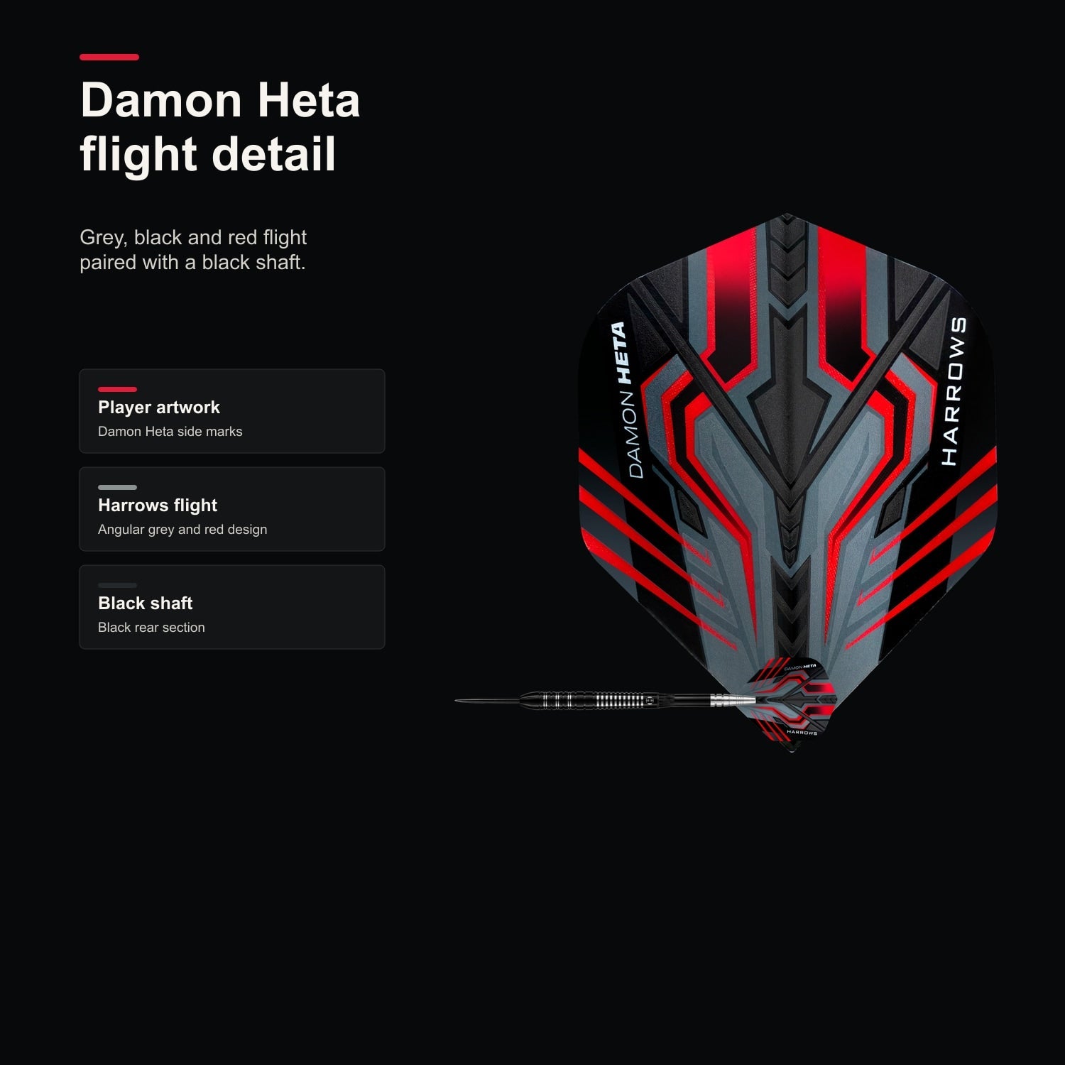 Harrows Damon Heta 90% darts flight detail