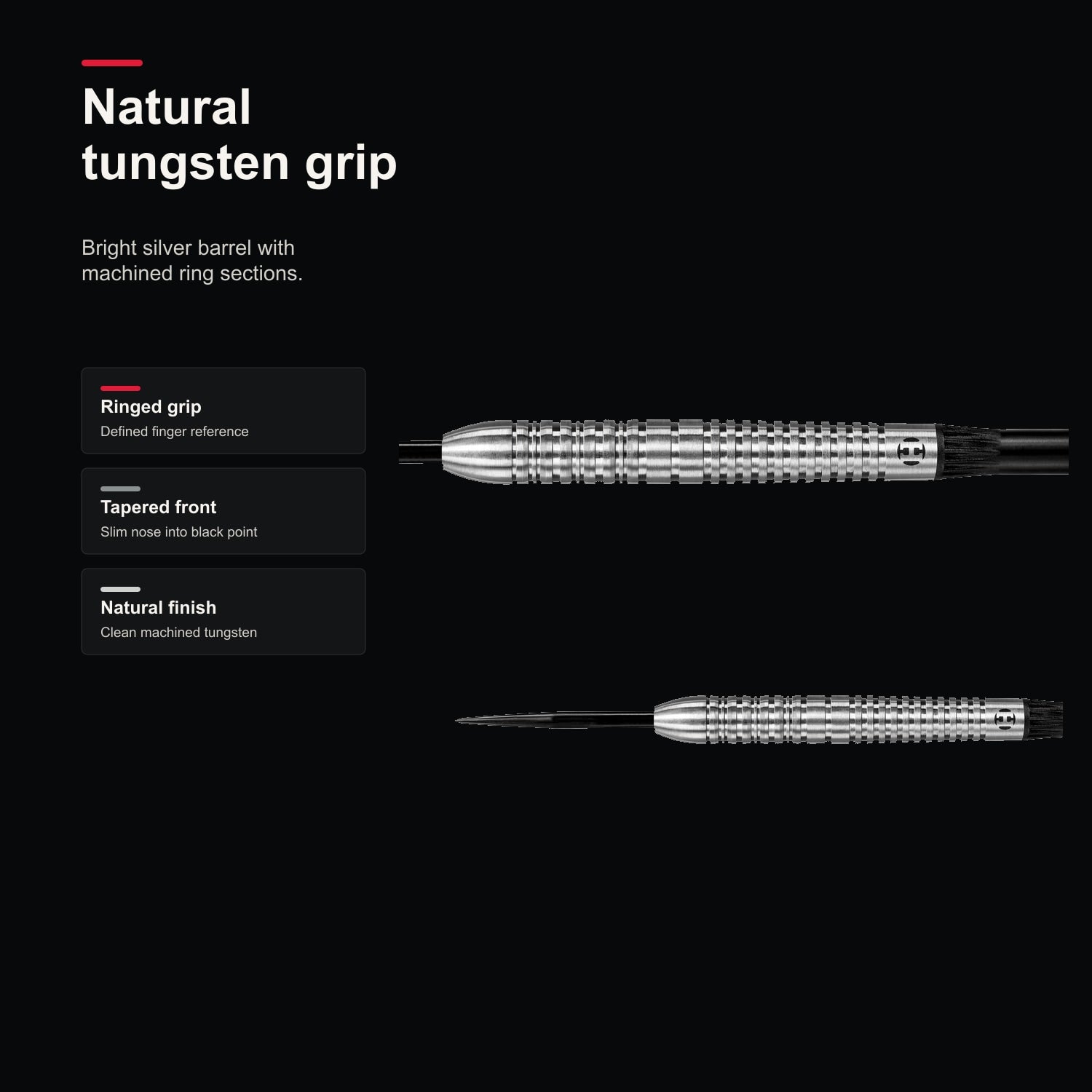 Harrows Damon Heta Natural 90% darts natural tungsten grip detail