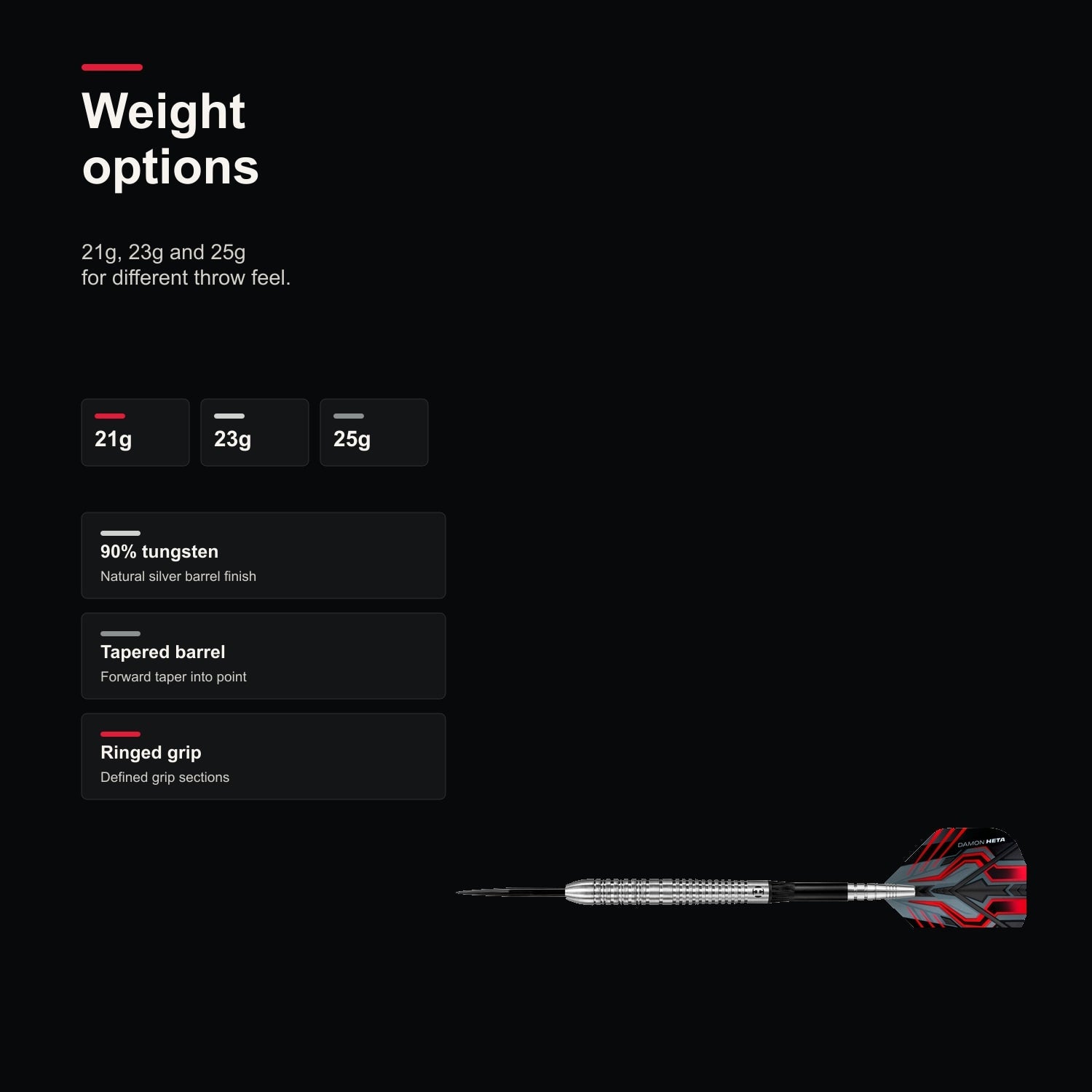 Harrows Damon Heta Natural 90% darts 21g 23g 25g options