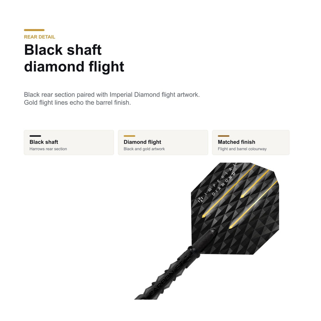 Harrows Imperial Diamond 90% black shaft and flight detail