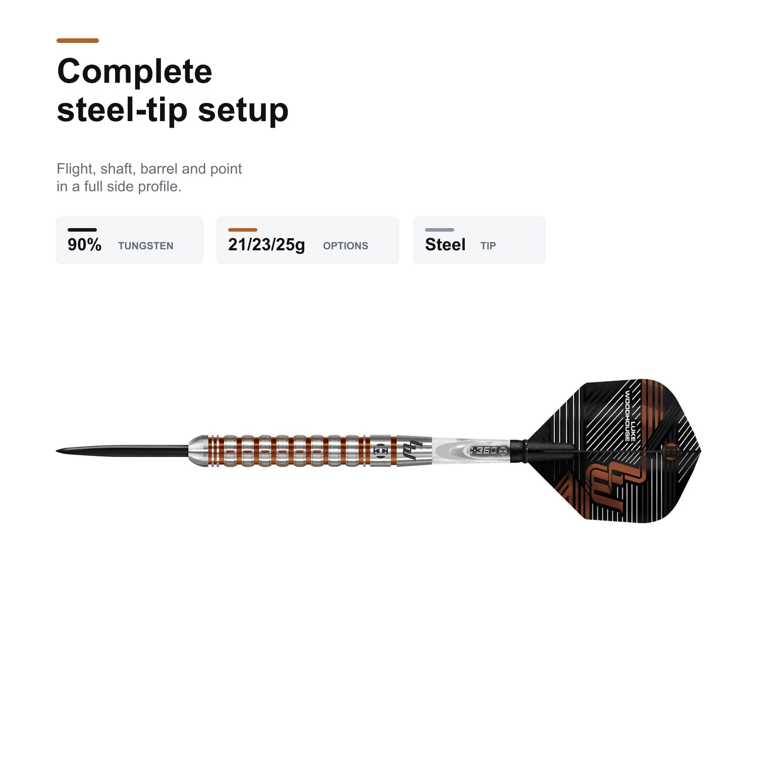 Harrows Luke Woodhouse Series 2 complete steel-tip setup
