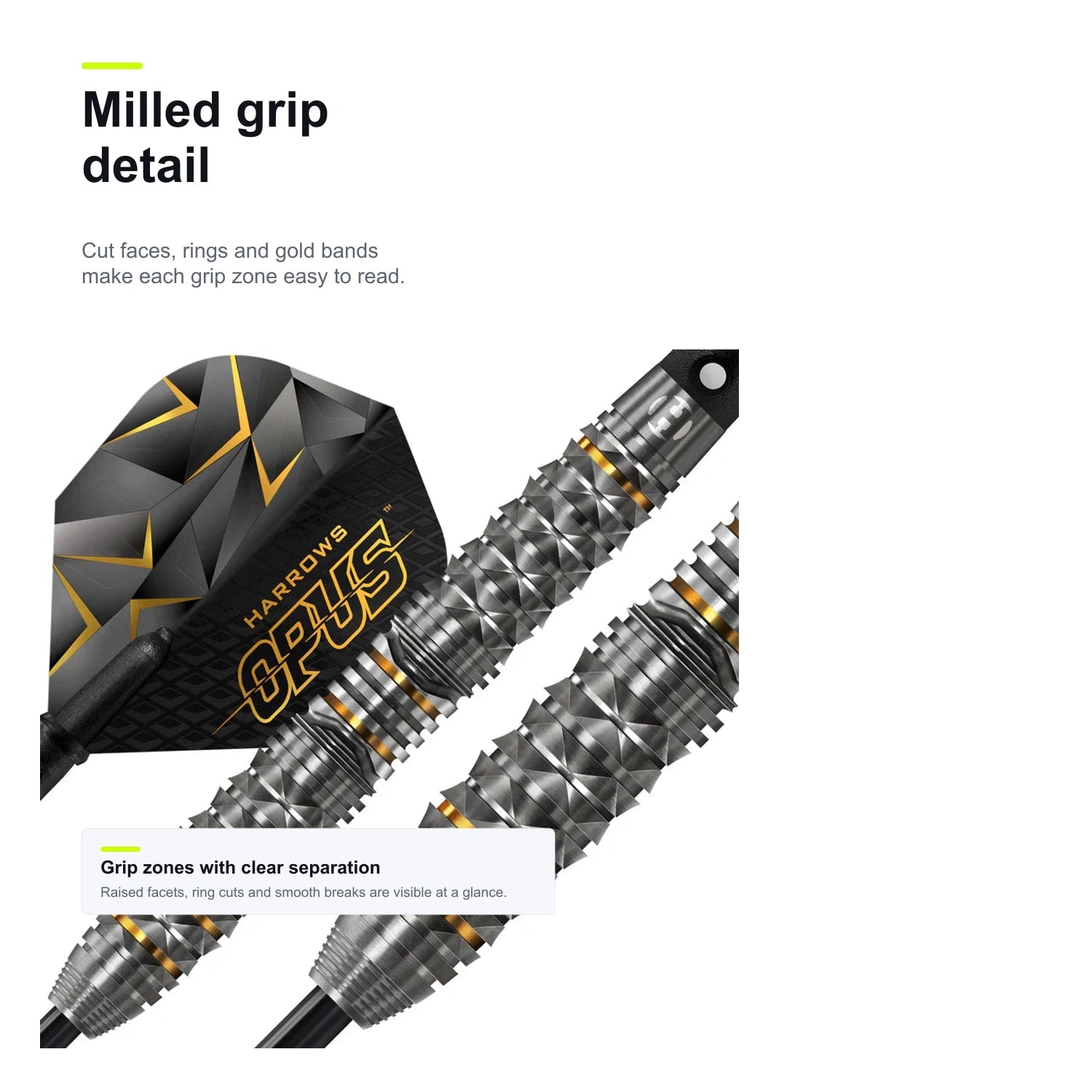 Harrows Opus 90% milled grip detail image