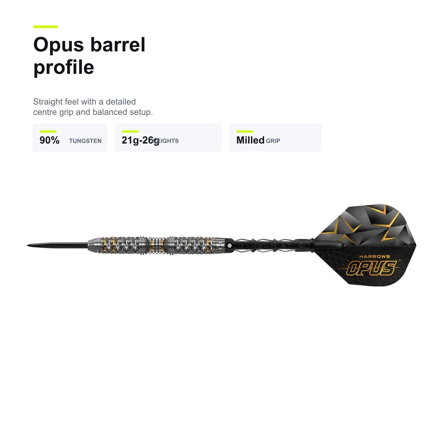 Harrows Opus 90% barrel profile image