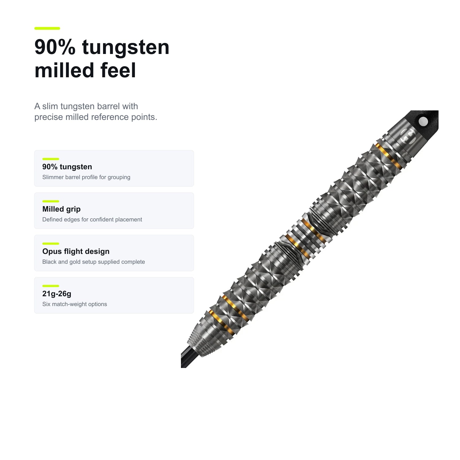 Harrows Opus 90% tungsten milled feel image