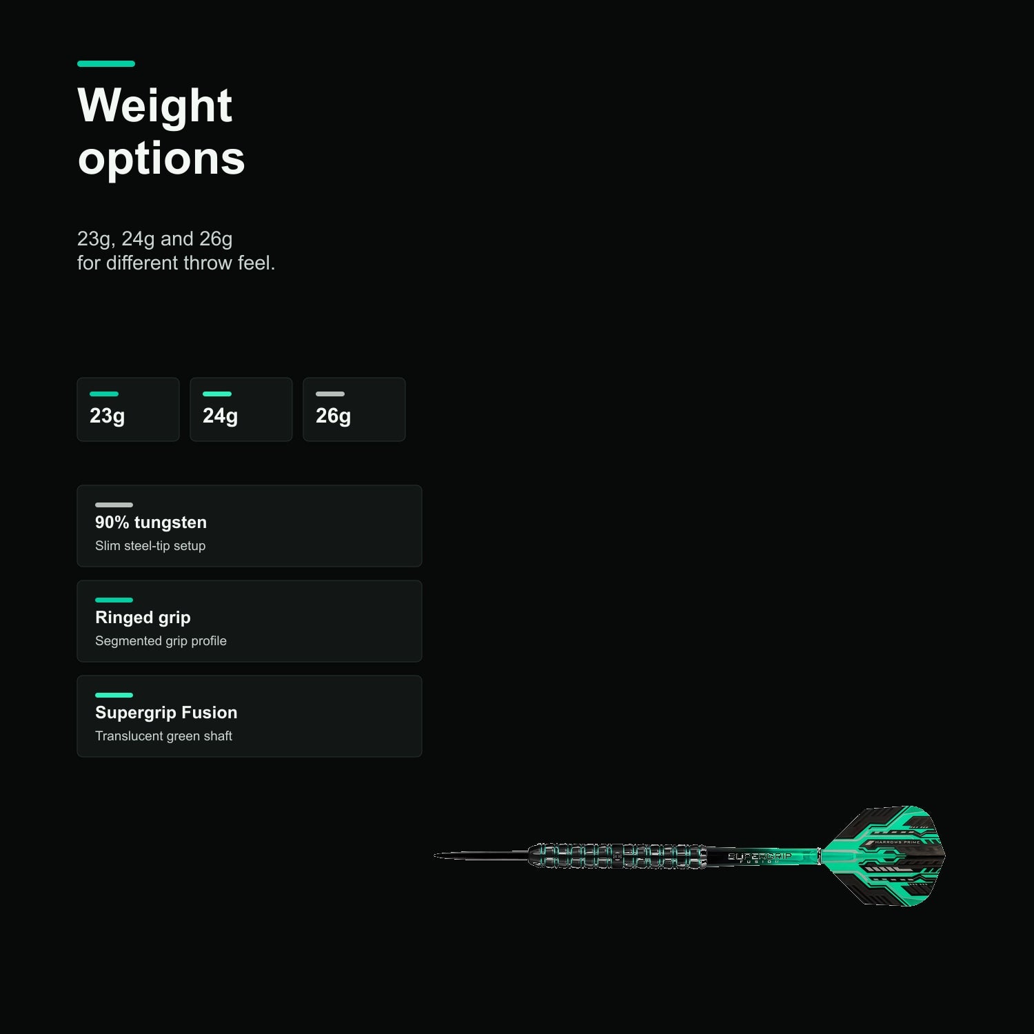 Harrows Oracle 90% darts weight options 23g 24g and 26g