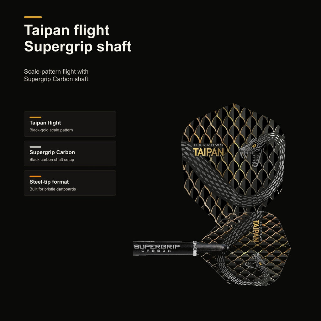 Harrows Taipan 90% flight and Supergrip Carbon shaft
