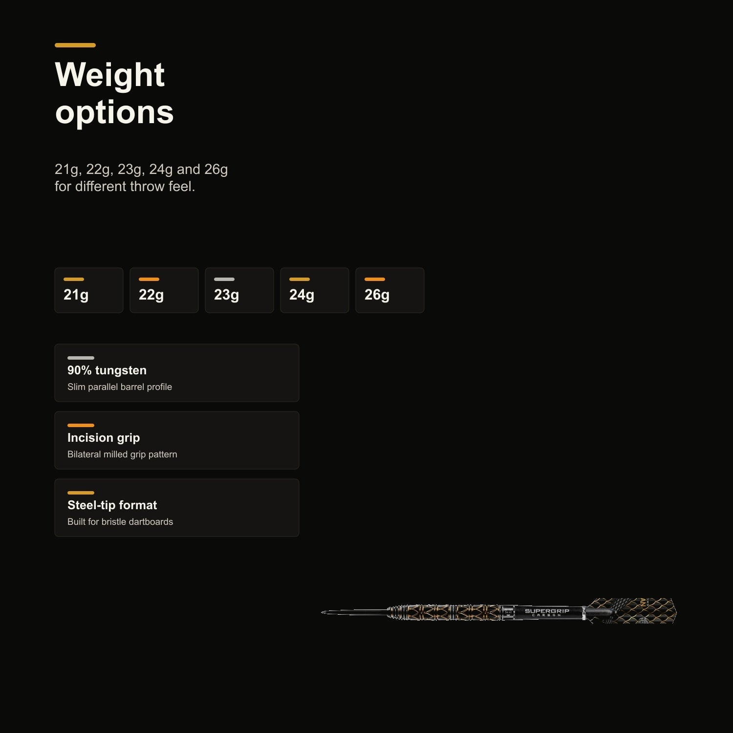 Harrows Taipan 90% darts weight options 21g 22g 23g 24g and 26g