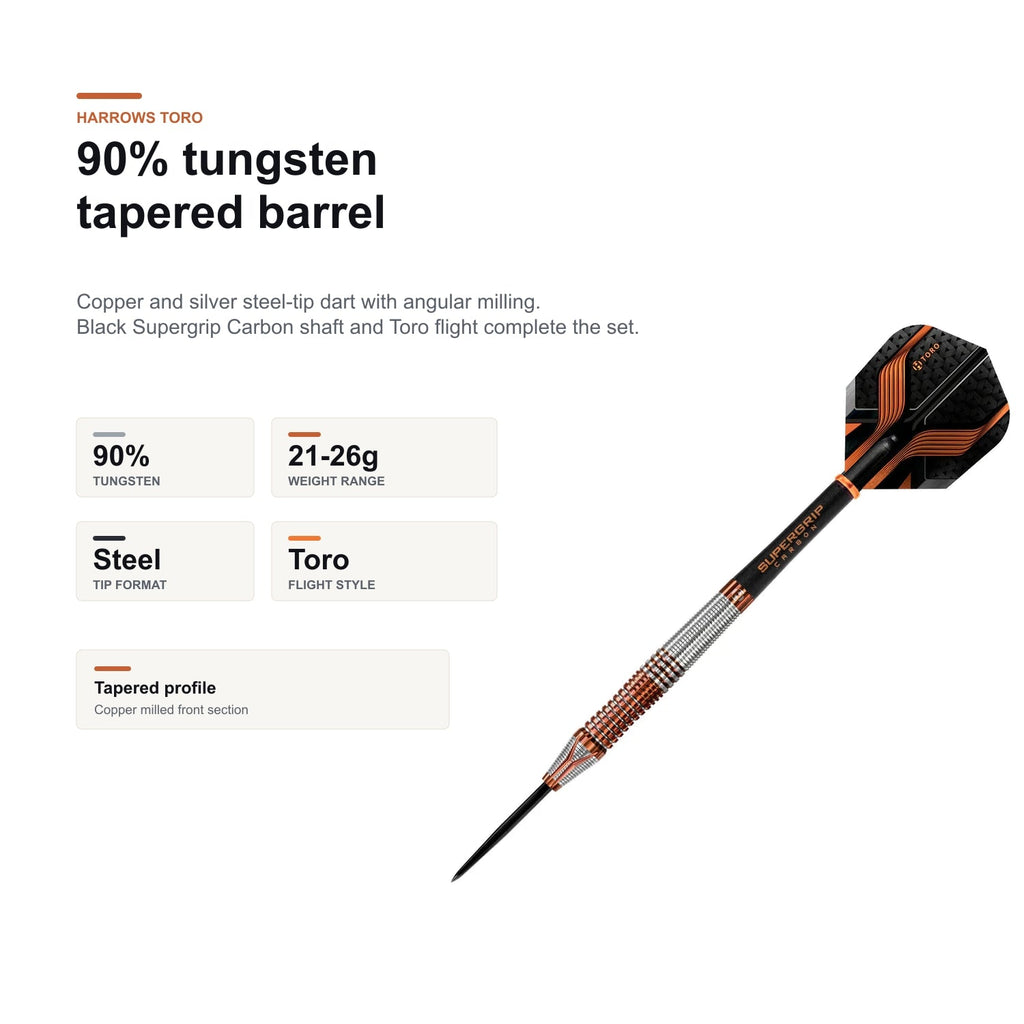 Harrows Toro 90% tungsten tapered profile