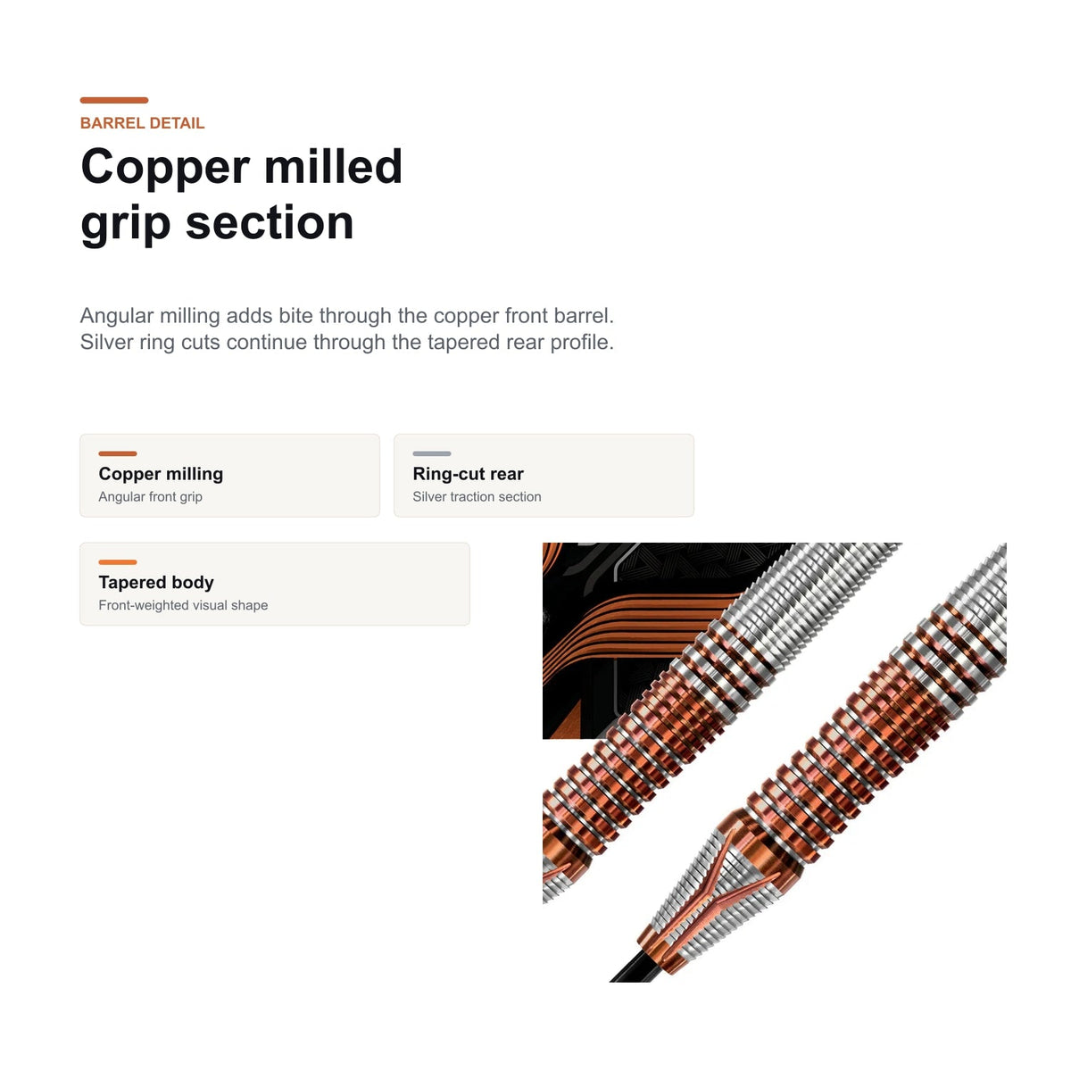 Harrows Toro 90% copper milled barrel detail