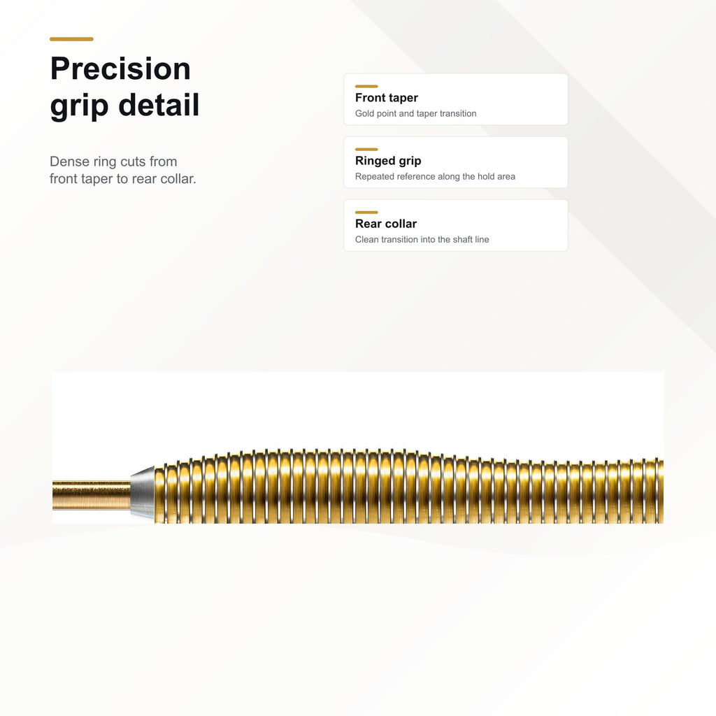Harrows V-WING 90% darts precision grip detail