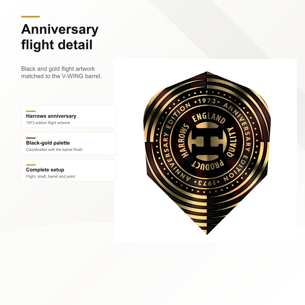 Harrows V-WING 90% darts anniversary flight detail
