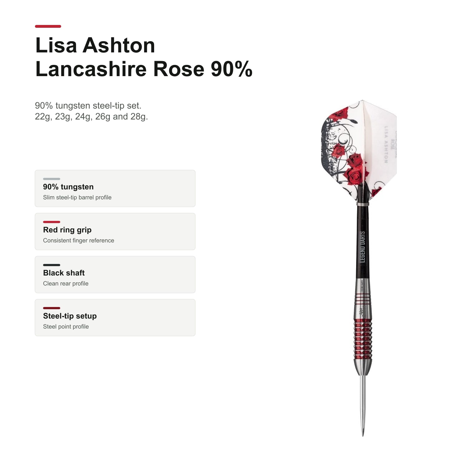 Legend Lisa Ashton The Lancashire Rose 90% darts product profile