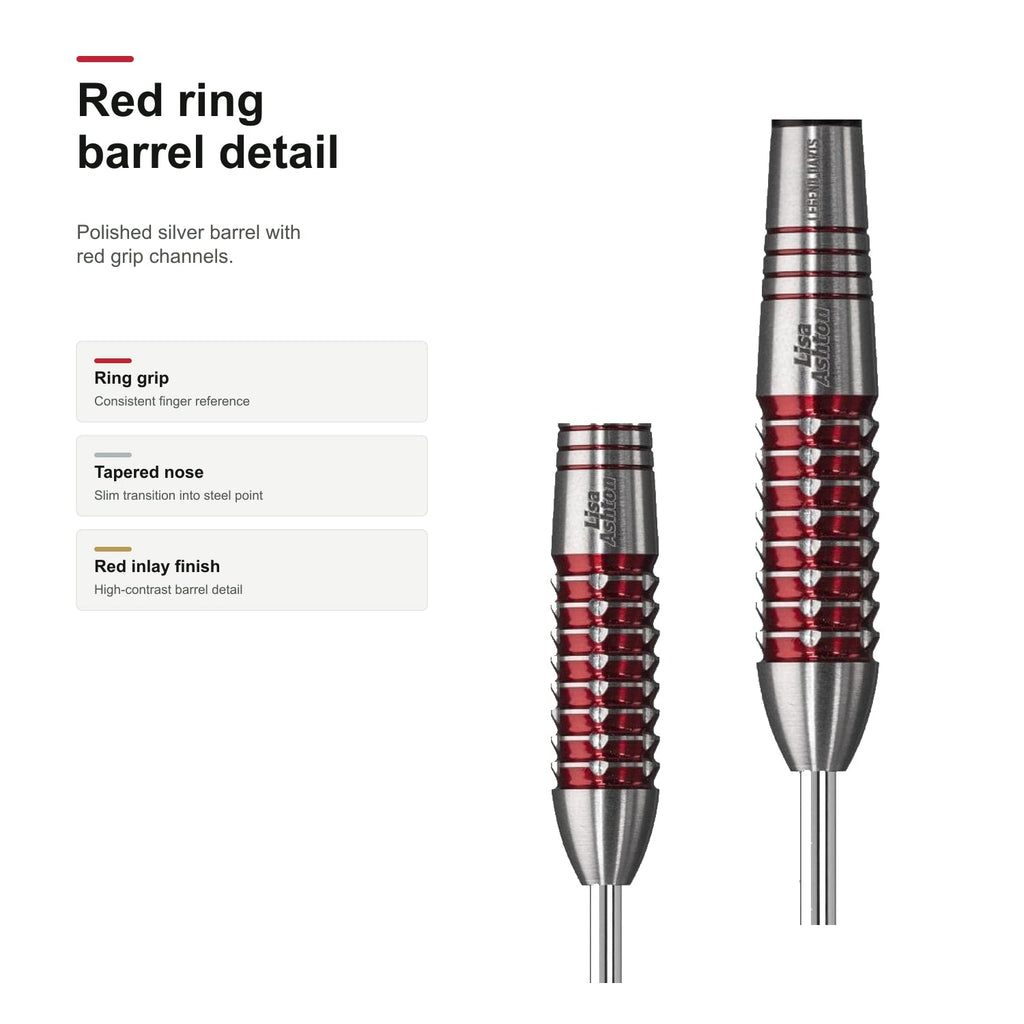 Legend Lisa Ashton The Lancashire Rose 90% darts red ring barrel detail