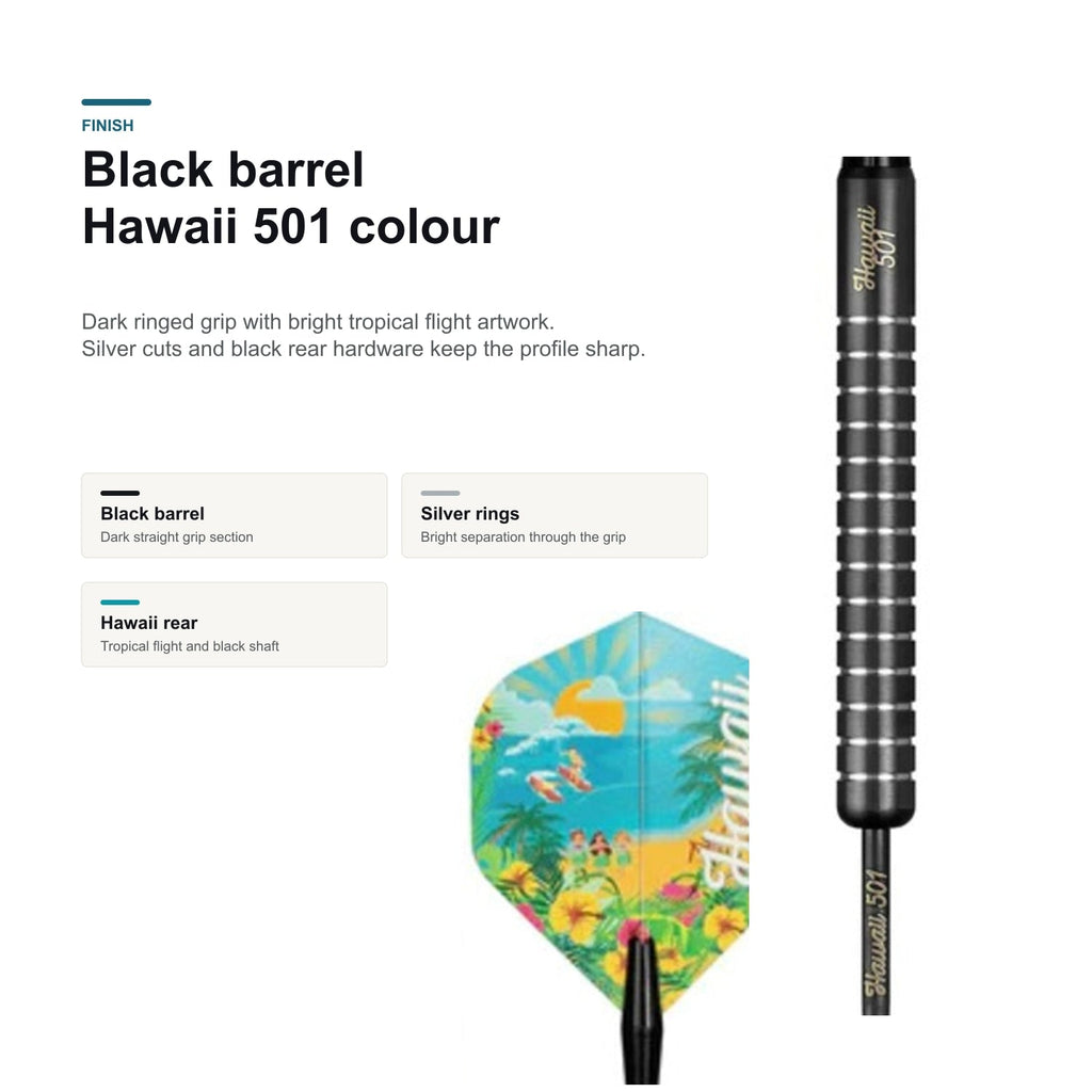 Legend Wayne Mardle Hawaii 501 Black 90% black barrel and Hawaii finish detail