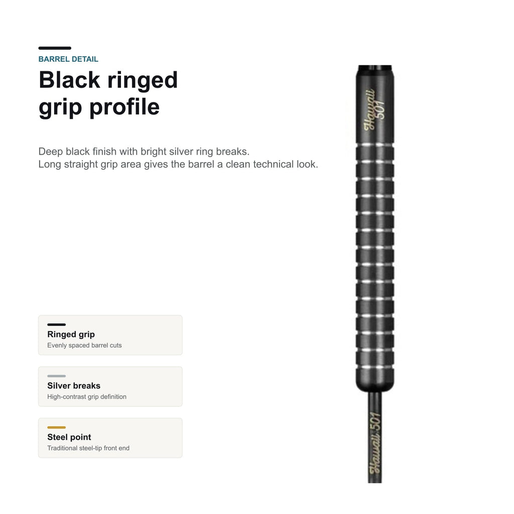 Legend Wayne Mardle Hawaii 501 Black 90% ringed barrel detail