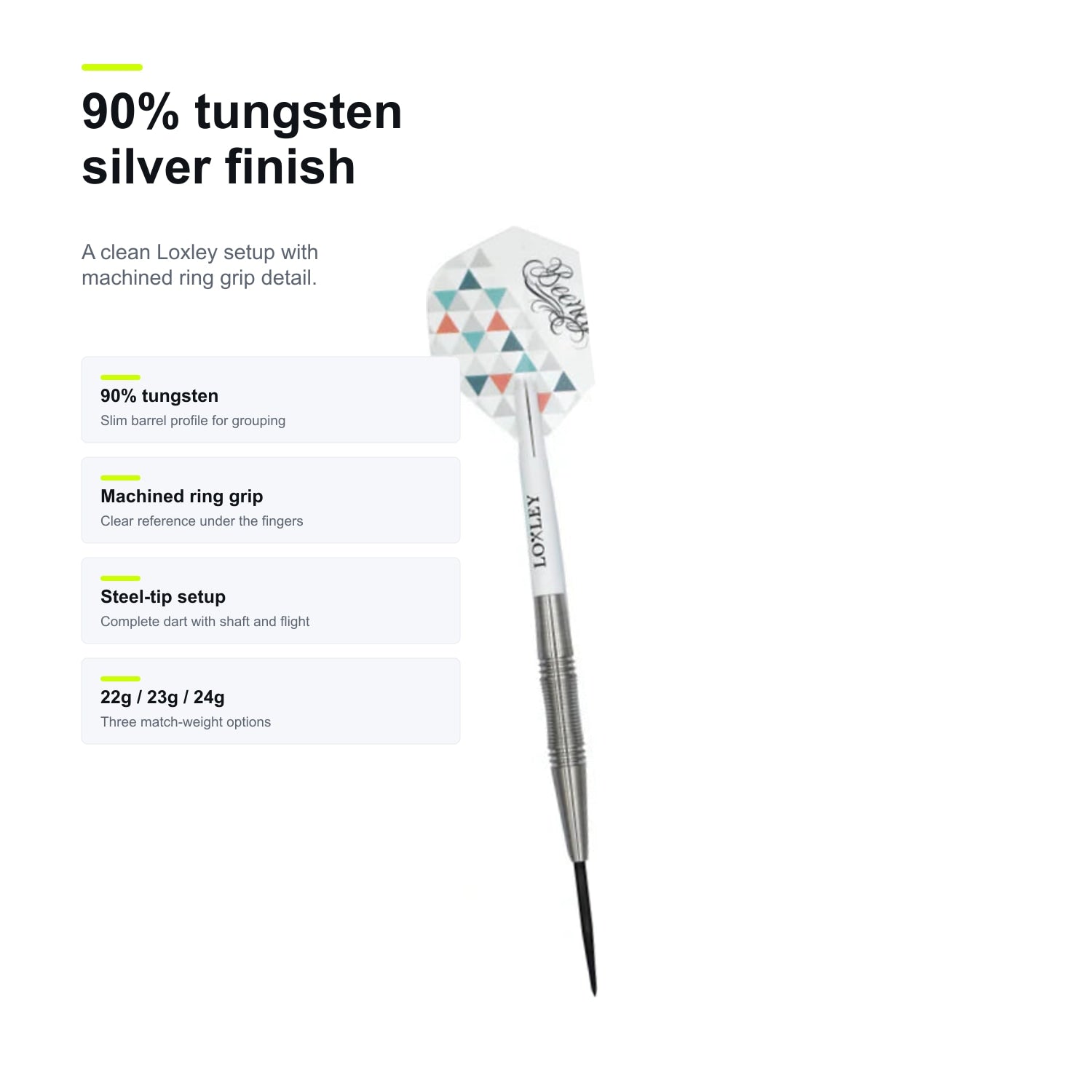 Loxley Aaron Beeney Gen 2 90% tungsten silver finish image