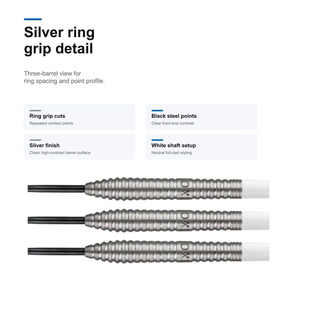 Loxley Featherweight Blue 90% darts silver ring grip detail