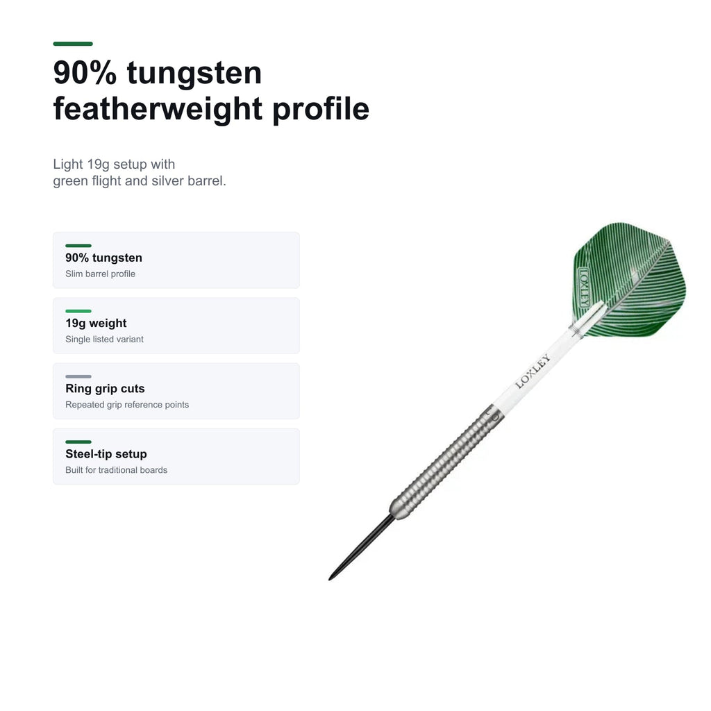 Loxley Featherweight Green 90% tungsten featherweight profile