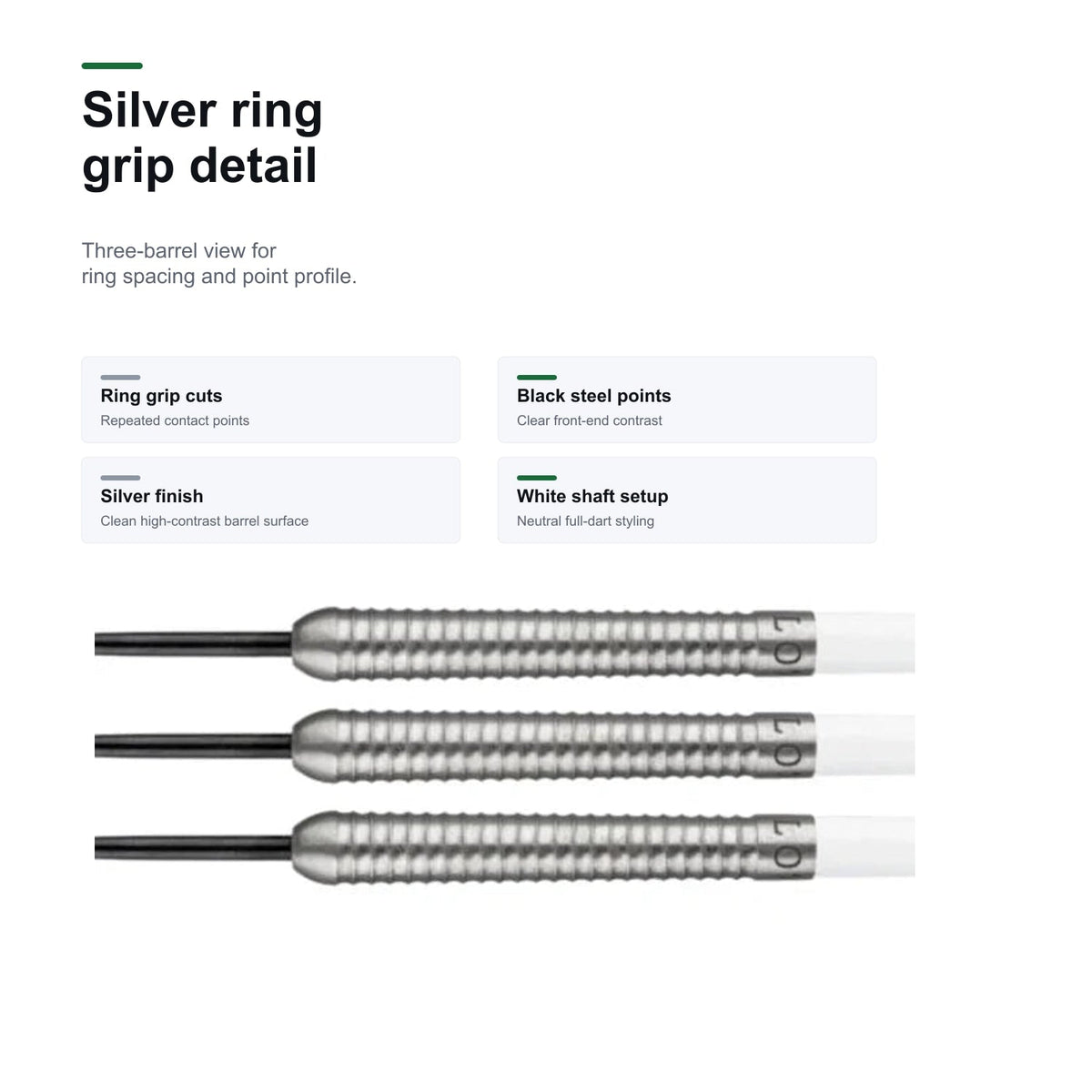 Loxley Featherweight Green silver ring grip barrel detail