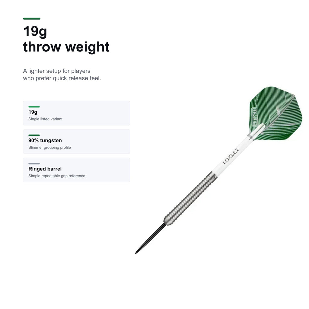 Loxley Featherweight Green 19g steel tip dart weight