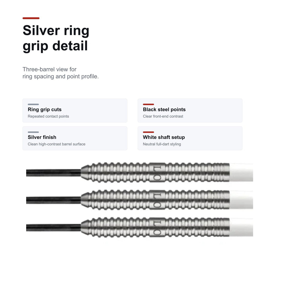 Loxley Featherweight Red 90% darts silver ring grip detail