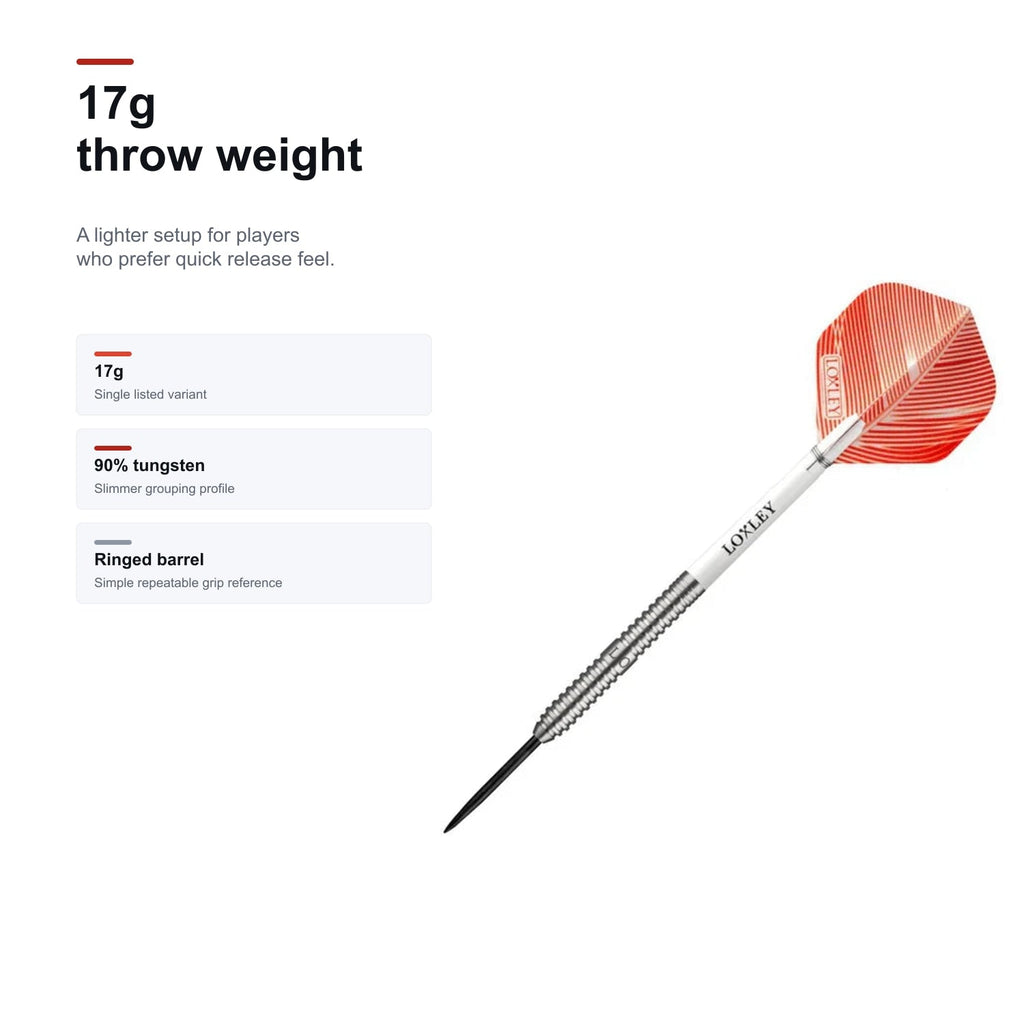 Loxley Featherweight Red 90% darts 17g weight
