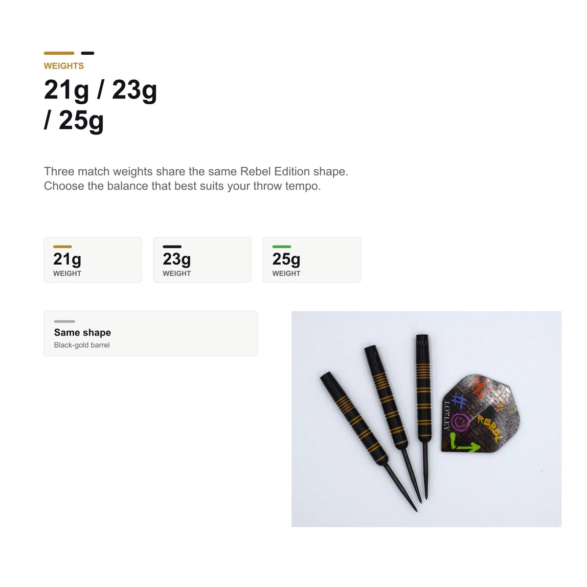 Loxley Ronny Huybrechts Rebel Edition 90% 21g 23g and 25g match weights image