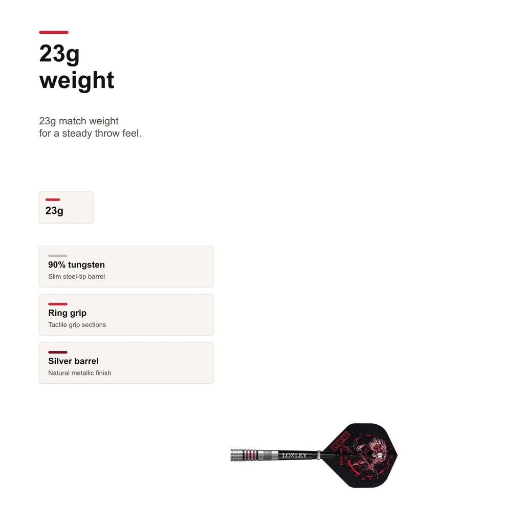 Loxley Ryan Searle 90% darts 23g weight