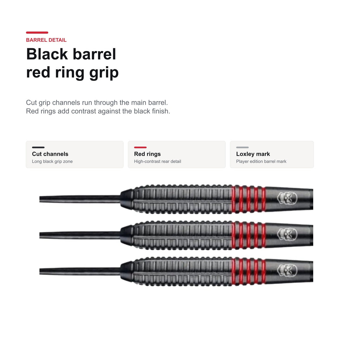 Loxley Ryan Searle Black 90% ring grip barrel detail