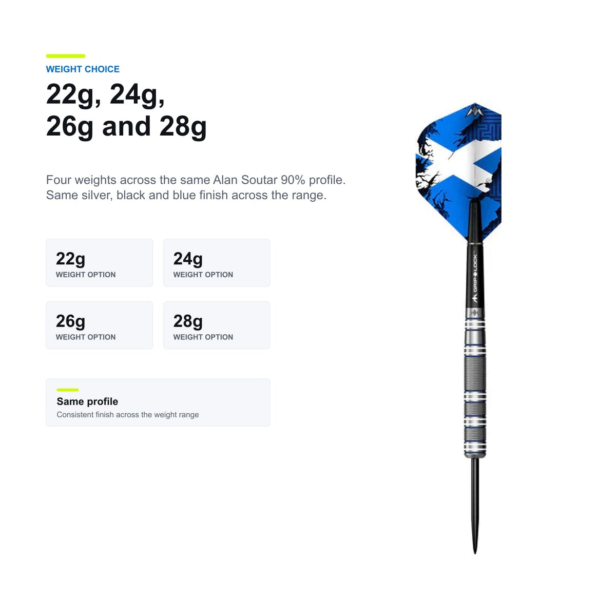 Mission Alan Soutar 90% 22g 24g 26g and 28g darts