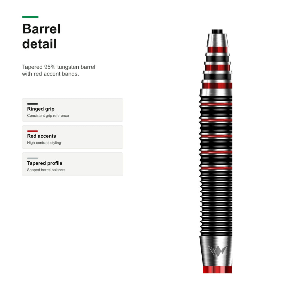 Mission Darryl Fitton 95% darts tapered barrel detail
