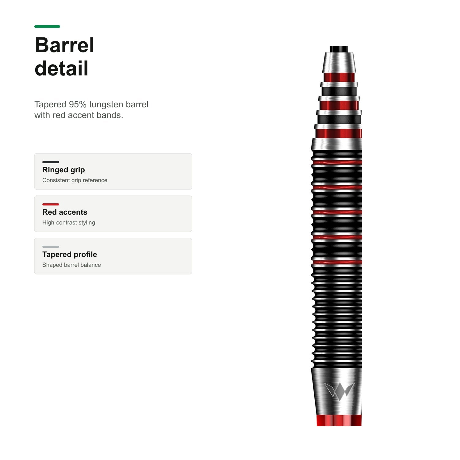 Mission Darryl Fitton 95% darts tapered barrel detail