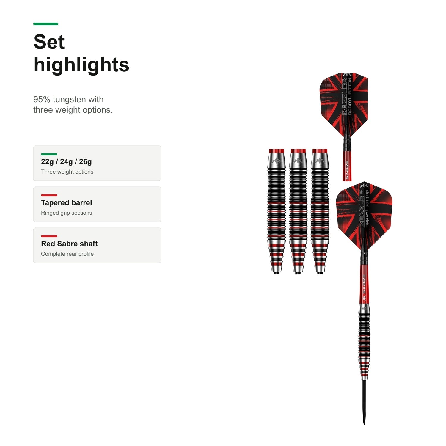 Mission Darryl Fitton 95% darts set highlights
