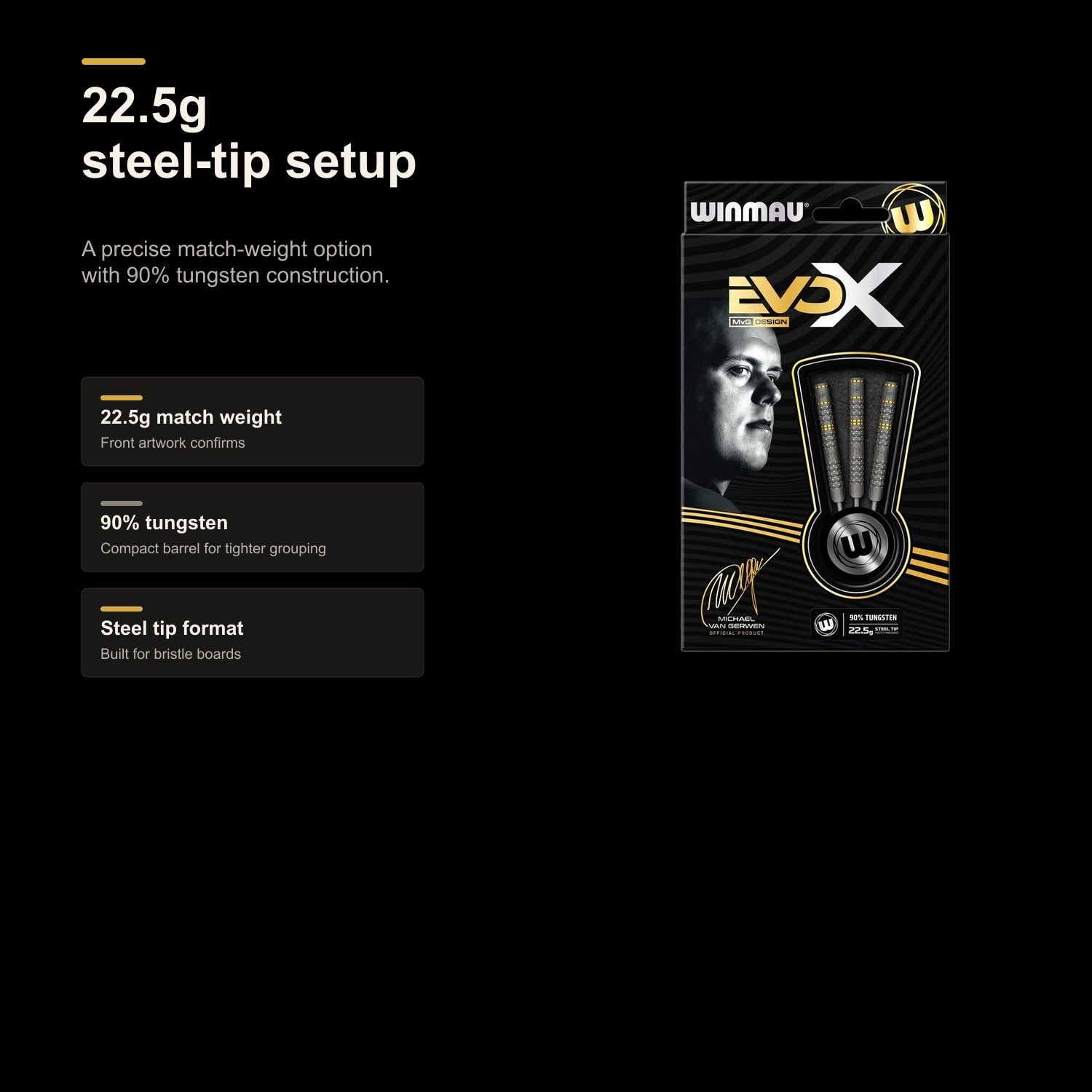 MvG EvoX 22.5g steel tip setup