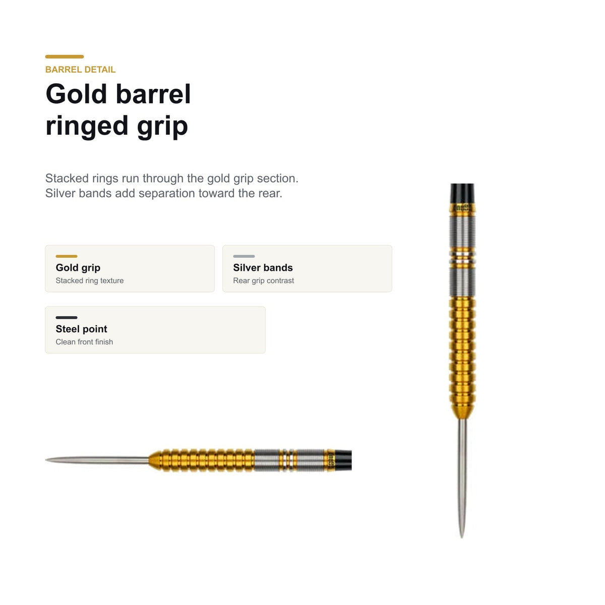 One80 Beau Greaves Gold Edition 90% gold ringed barrel detail