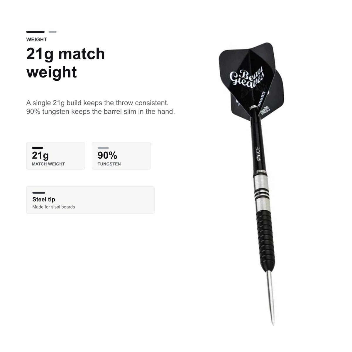 One80 Beau Greaves VHD Black Edition 90% 21g match weight