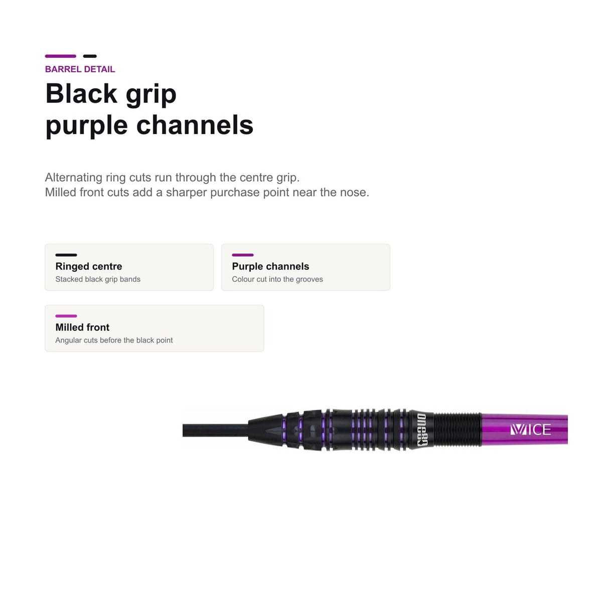One80 Jelle Klaasen VHD 90% black purple barrel detail